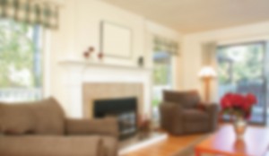 Living room with fireplace blurred