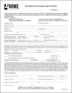 HOME of Texas Remodelers Enrollment Form