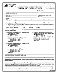 RWC Manufactured Building Systems Commercial Enrollment form