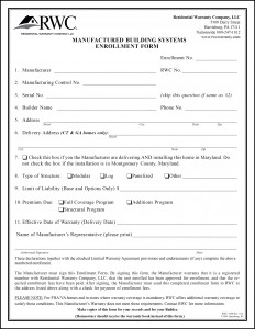 RWC Manufactured Building Systems Enrollment Form