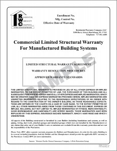 RWC Commercial Limited Structural Warranty for Manufactured Building Systems