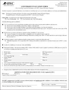 RWC Conversion Evaluation Form