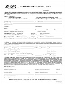 RWC Remodelers Enrollment Form