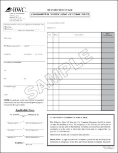 RWC Sample Condominium Notification of Enrollment