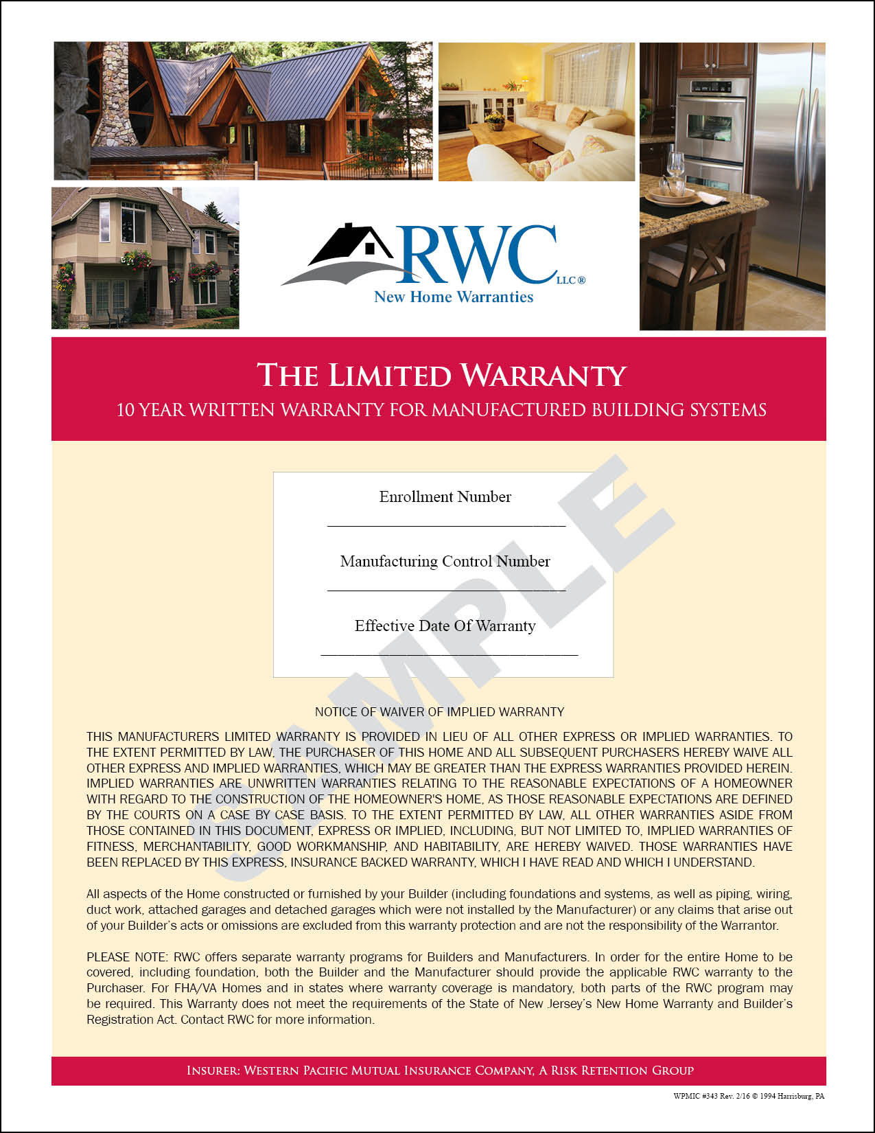 RWC Marketing Warranty Books RWC Warranty