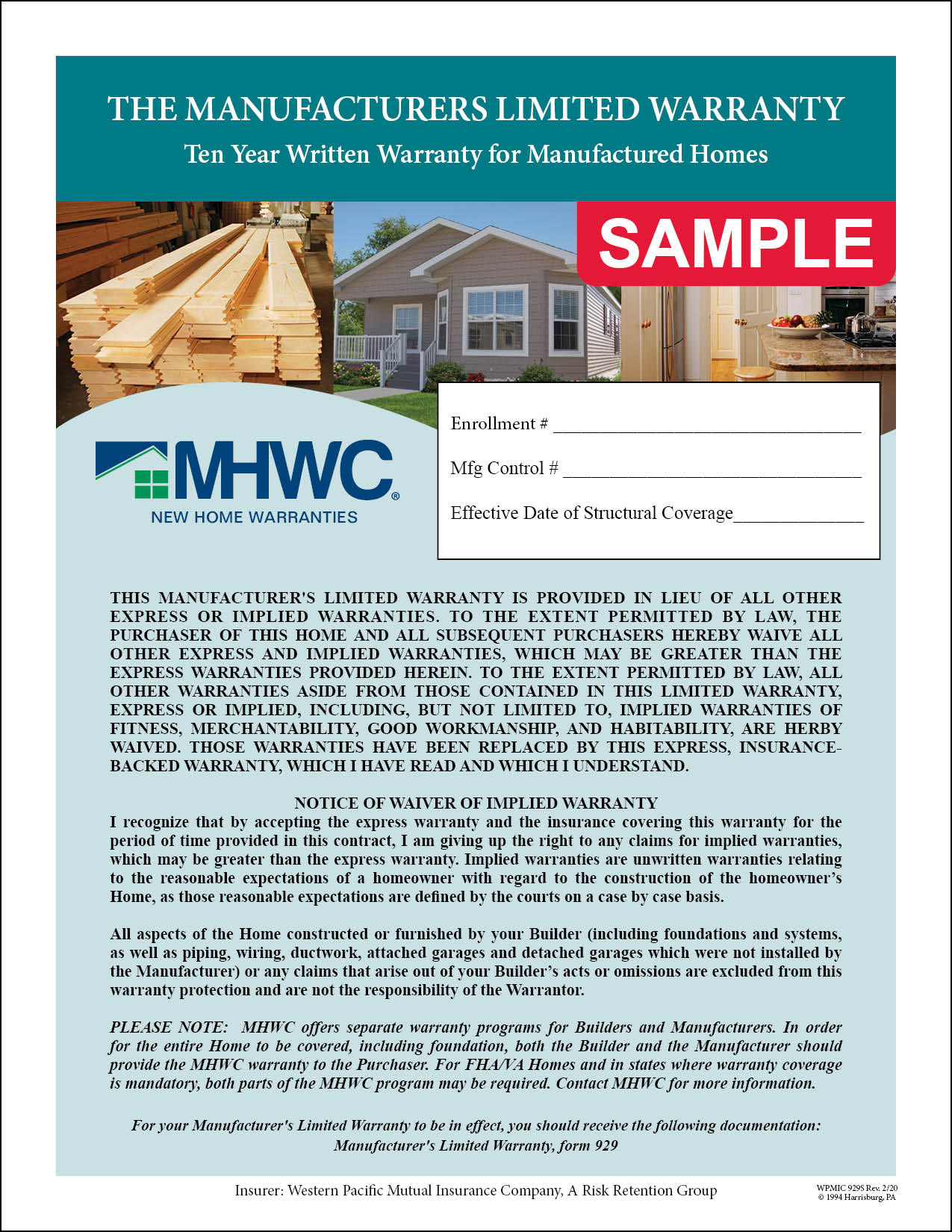 MHWC Full Coverage HUD-Code Manufacturer's Warranty