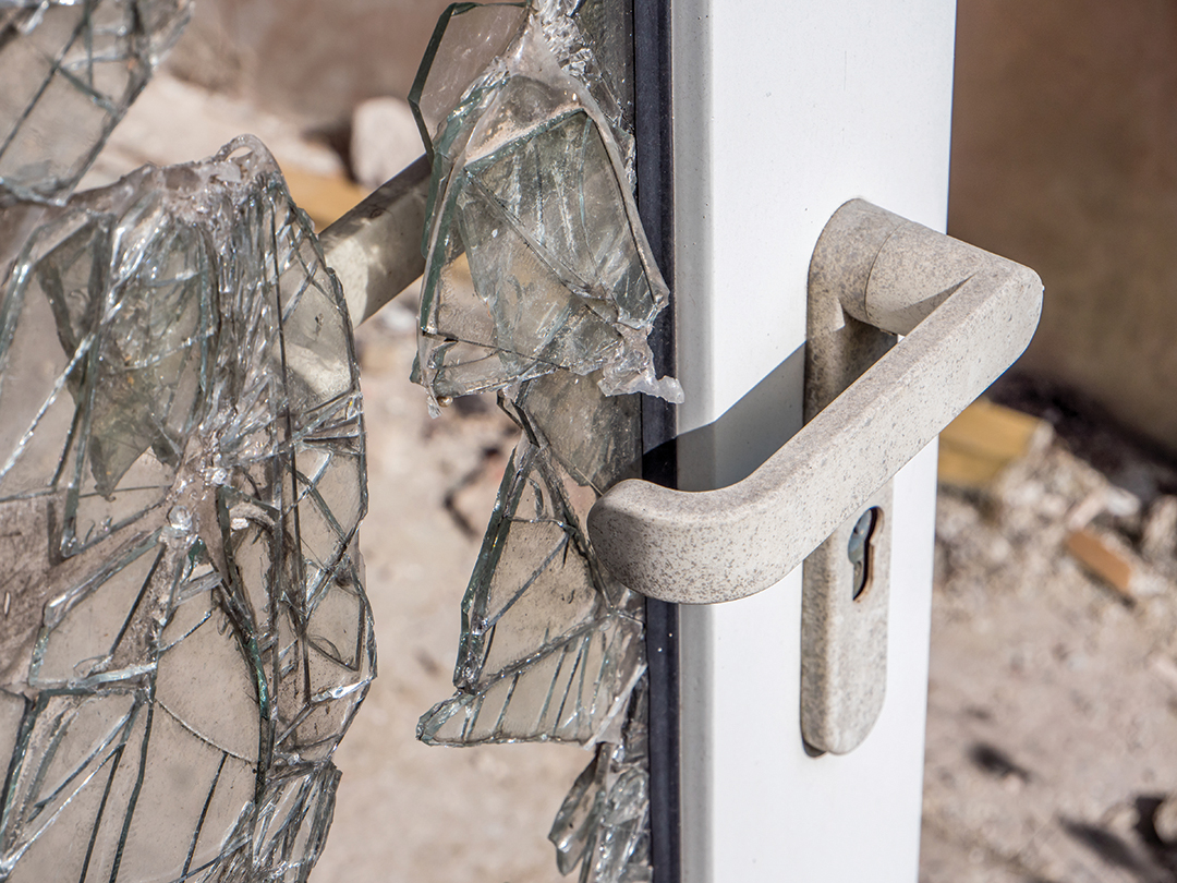 Broken sliding glass door