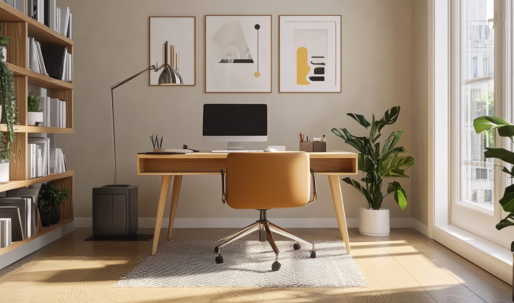 Home office in a flex room in a newly constructed single family home